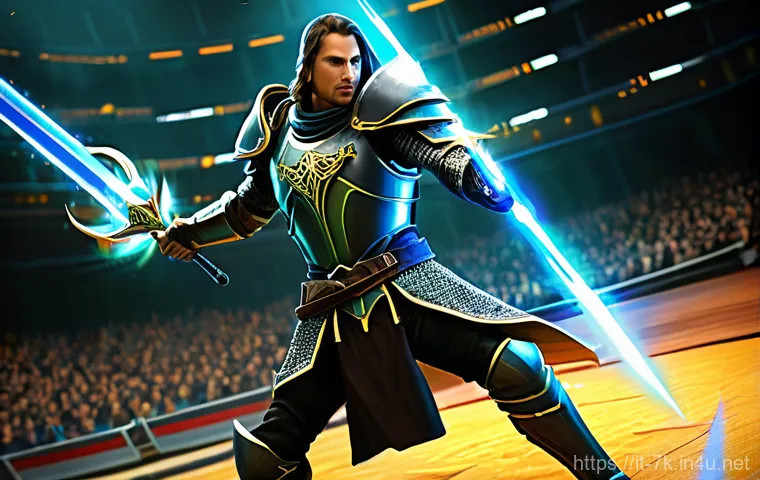 세븐나이츠 버프 아이템 추천 - **Arena Duel - First Turn Advantage:**
A dynamic, action-packed fantasy battle scene in a grand ...